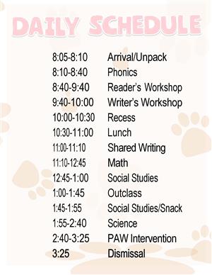 Kinder schedule